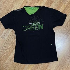 Hugo Boss Black Tee with Vibrant Green Design